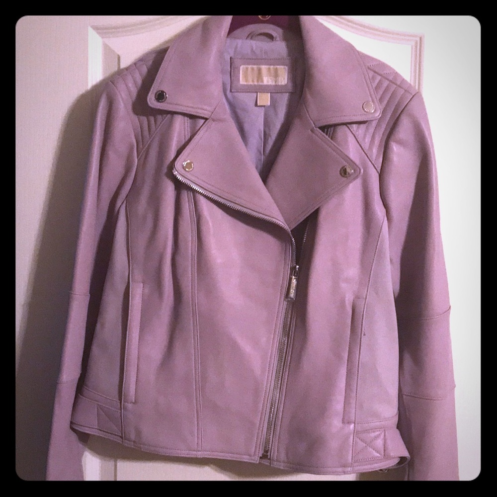 Purple Leather Michael Kors Jacket